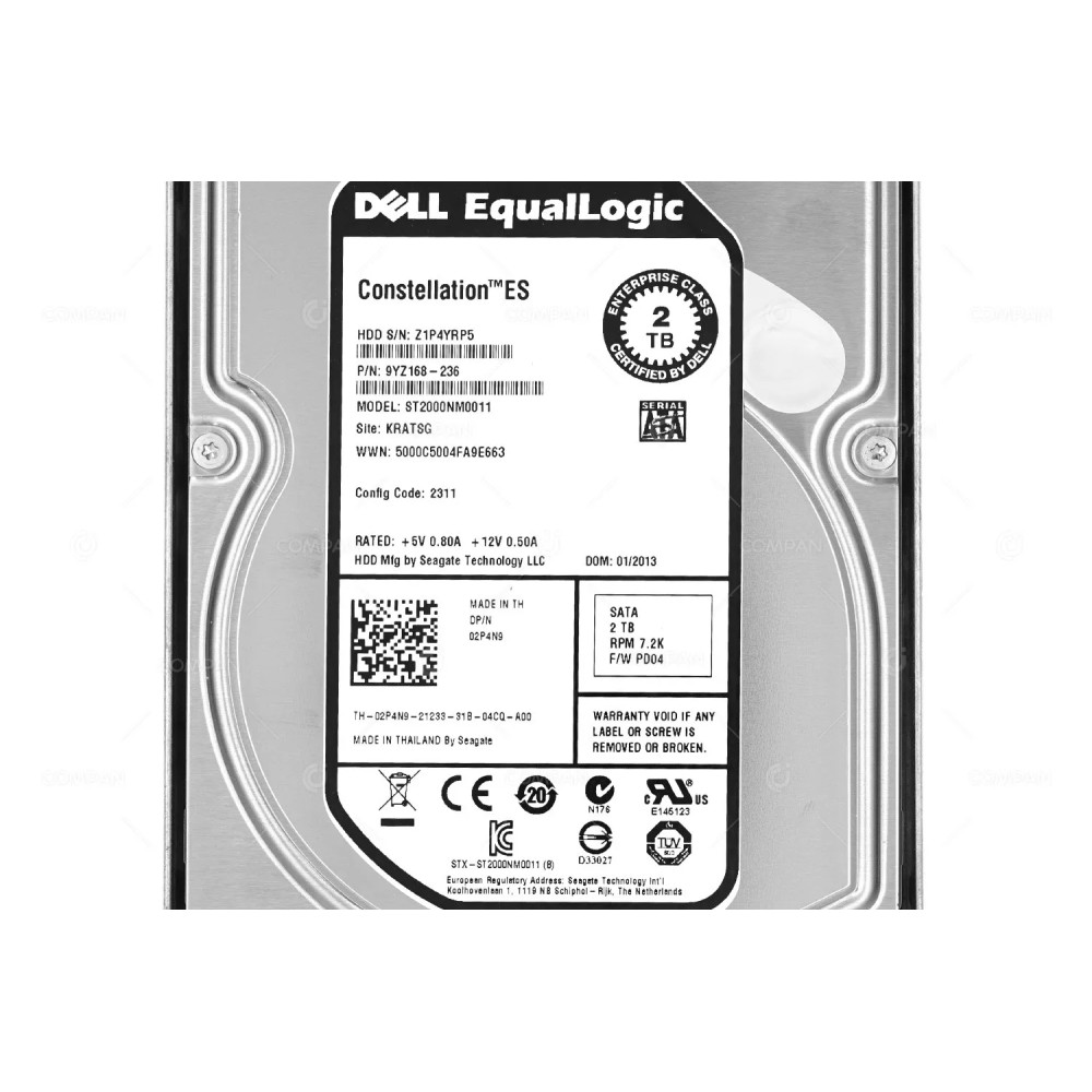 2P4N9 DELL HDD 2TB 7.2K SATA 6G 3.5" LFF FOR EQUALLOGIC PS4000 PS5000 PS6000